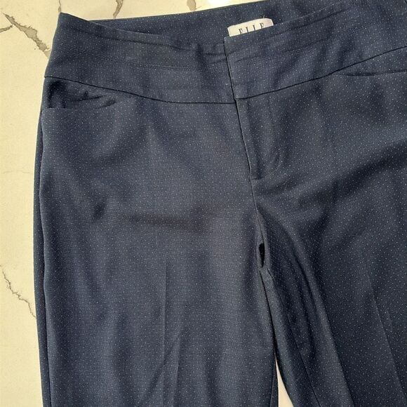 Elle | Navy Blue Women’s Silver Dot Pattern Dress Pants - Picture 6 of 17